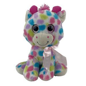 Best Made Toys Giraffe 10” Plush Pastel Rainbow Polka Dot Pink Glitter Eyes Bow